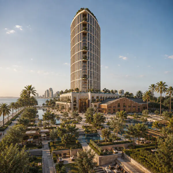 Landscape integration — Landscape integration shows how planted areas, water, topography, and outdoor paths connect with a building's design