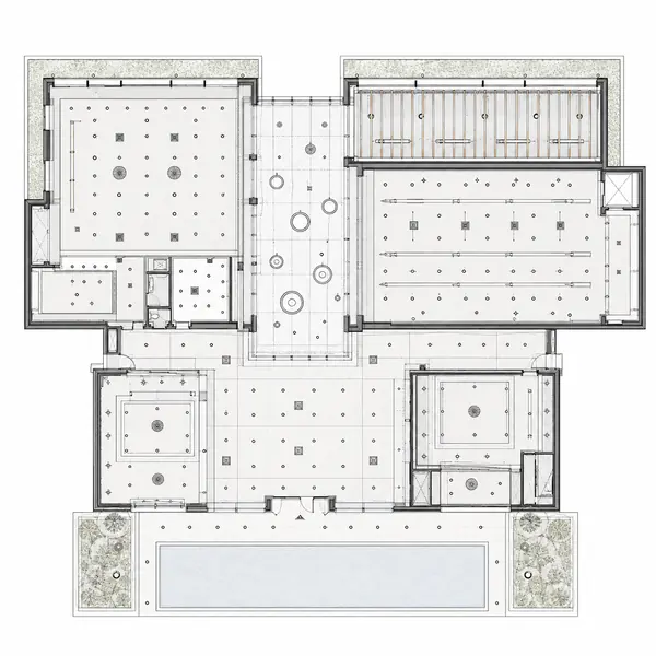 Reflected Ceiling Plan — Maps ceilings as if reflected onto the floor to show lighting, grids, bulkheads, diffusers, and detectors