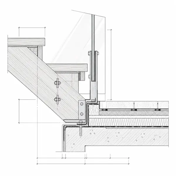 Detail Drawing — Explains a small construction condition at a large scale with precise materials, connections, and dimensions