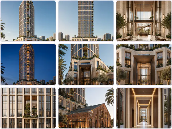 Nine example images from the Architectural Photography keyword pack