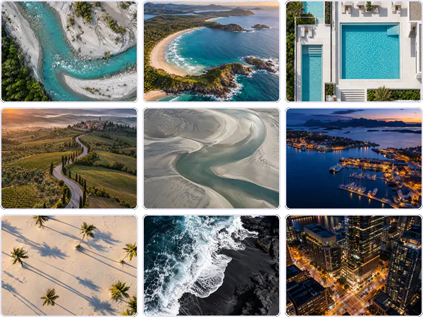 Nine example images from the Drone keyword pack