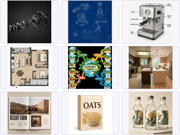 Nine example images from the Image Style keyword pack