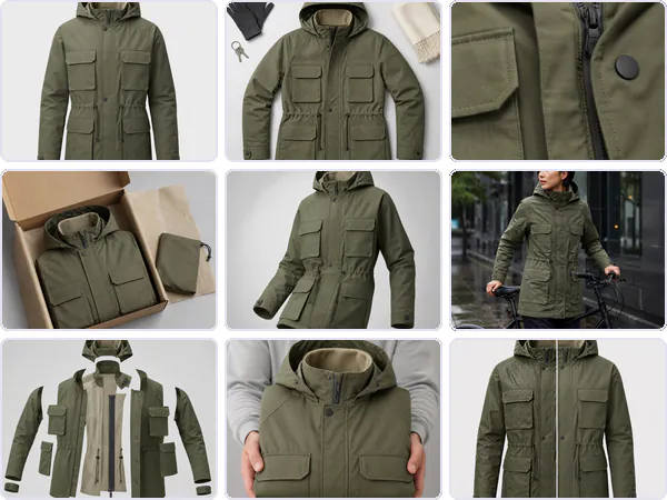 Nine example images from the Product Photography keyword pack