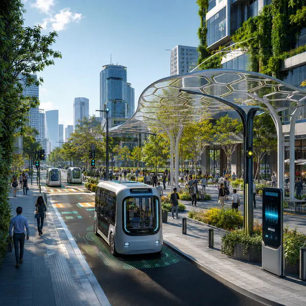 Smart City — Uses connected infrastructure and responsive systems to coordinate transport, energy, safety, and public services