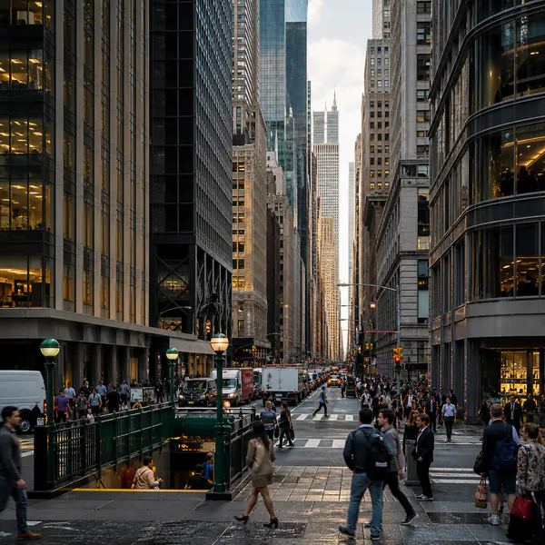 Dense Urban Core — Concentrates tall buildings, closely spaced blocks, intensive transit, and high pedestrian activity