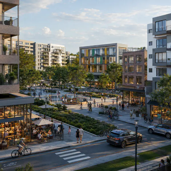 Mixed Use District — Combines housing, offices, shops, services, and public spaces within one walkable area
