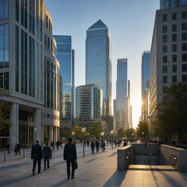 Financial District — Features office towers, formal plazas, transport access, and a strong weekday business character