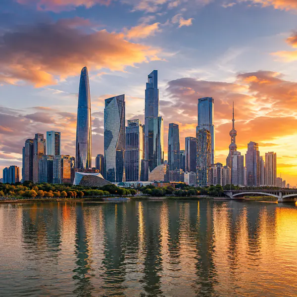 City Skyline — Shows the recognizable outline and overall massing of a city from a distant or elevated viewpoint