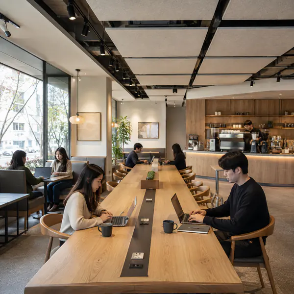 Work Friendly Cafe — Provides practical tables, power access, comfortable chairs, steady light, and space for laptops