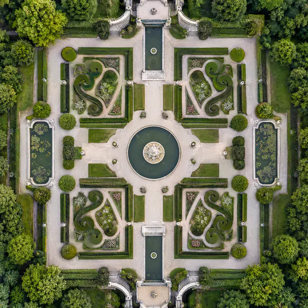 Symmetrical Aerial photographic style example.