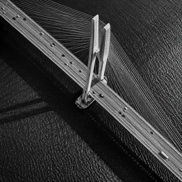 Black and White Aerial photographic style example.