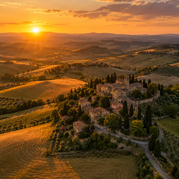 Golden Hour Aerial photographic style example.