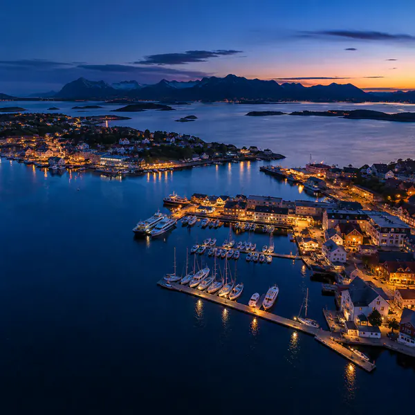 Blue Hour Aerial photographic style example.
