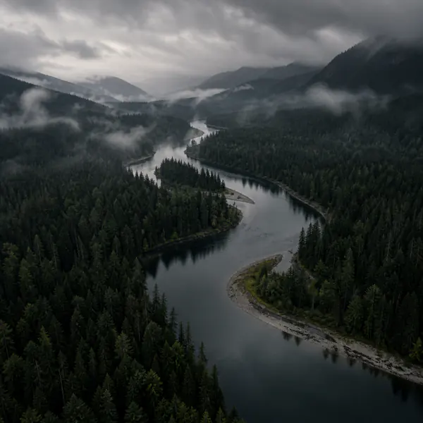 Moody Aerial photographic style example.
