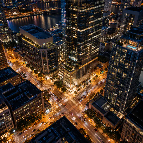 Night Aerial photographic style example.
