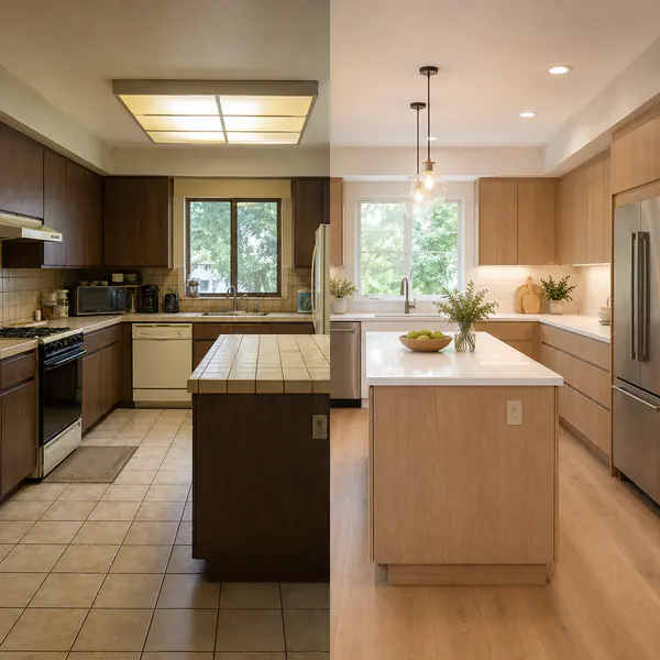 Before-and-After Split — One frame is divided into two states, making a transformation immediately comparable