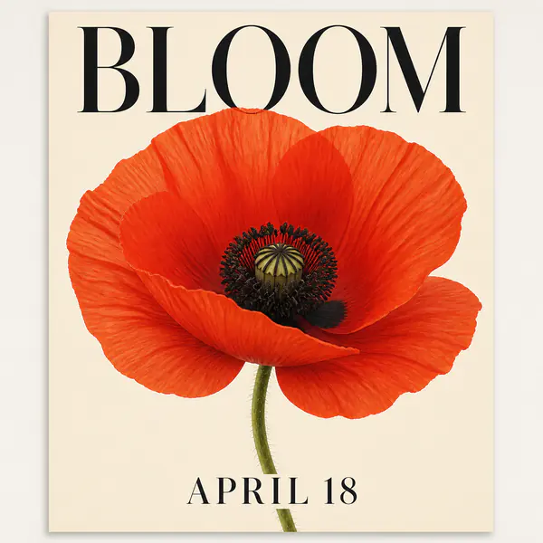 Poster Layout — A single vertical composition combines a focal image and concise information for distant viewing