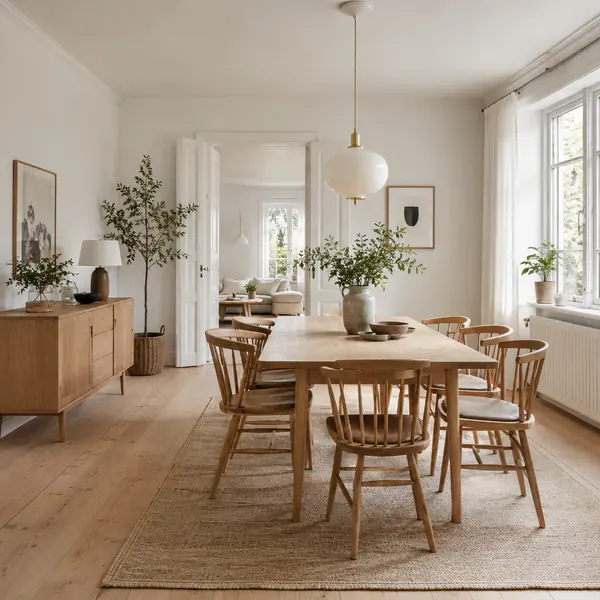 Scandinavian Interior — Combines light wood, pale colors, practical furniture, soft textiles, and abundant daylight