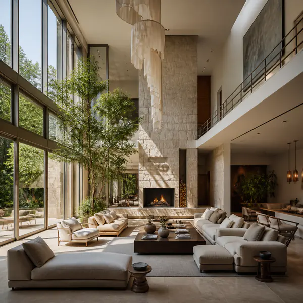 Double Height Space — Extends a room vertically across two storeys to increase light, openness, and visual drama