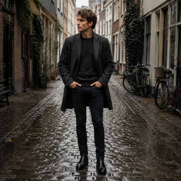Hands-in-Pockets Pose — A hands-in-pockets pose rests one or both hands inside clothing pockets for a casual, contained gesture
