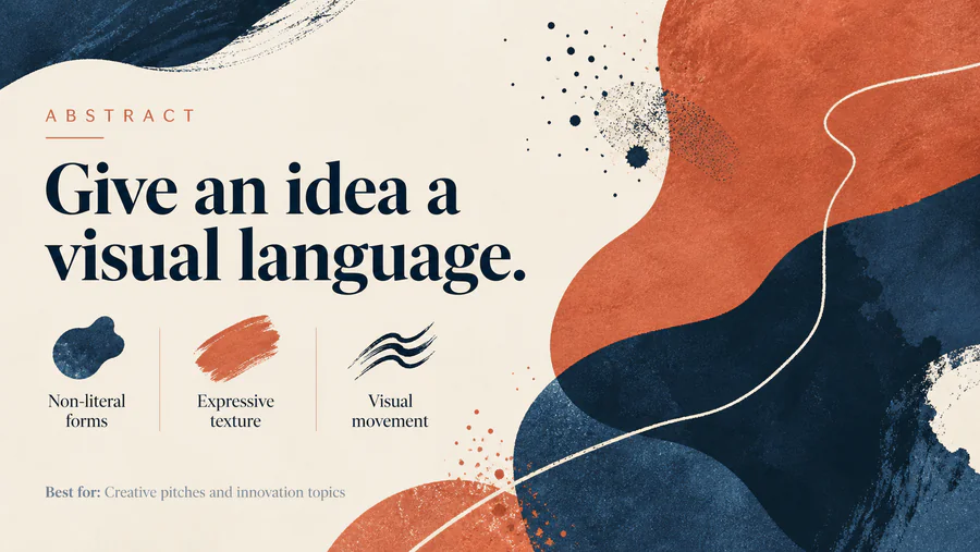 Abstract PowerPoint slide demonstrating the style with text and visual elements.