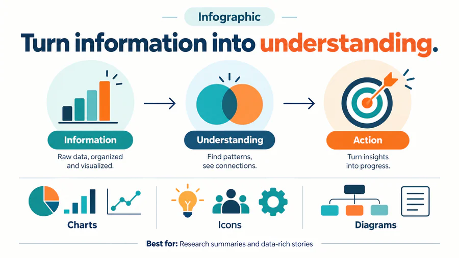 Infographic PowerPoint slide demonstrating the style with text and visual elements.