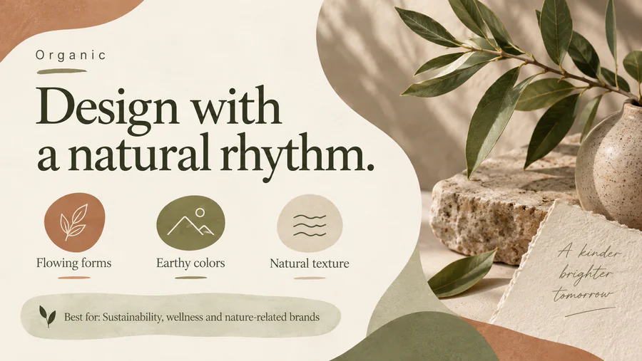 Organic PowerPoint slide demonstrating the style with text and visual elements.