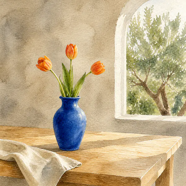 Watercolor — A translucent painting aesthetic with fluid washes, soft edges, and luminous paper