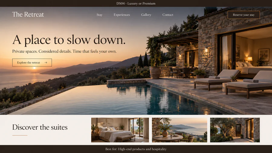 Luxury or Premium website design reference showing a sample page.